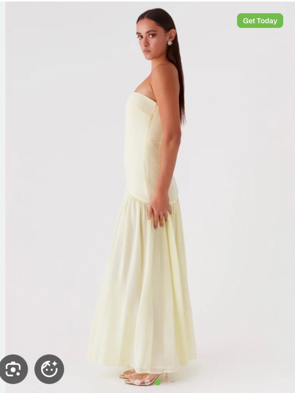 Peppermayo Strapless Pale Yellow Maxi Gown- brand new, never worn